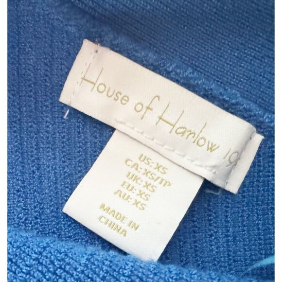 HOUSE OF HARLOW 1960 Blue Ribbed Halter Cross Strap Top Size XS - Picture 6 of 7